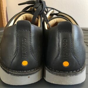 HUBBARD dark navy Leather Oxford Lace-Up Casual Shoes with Orange Accent